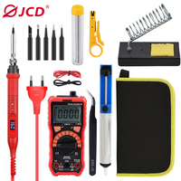 JCD Digital Electric Soldering Iron Set Kit 220V 110V Temperature Adjustable LCD Display Solder Welding Iron Tool Tips 60W/80W