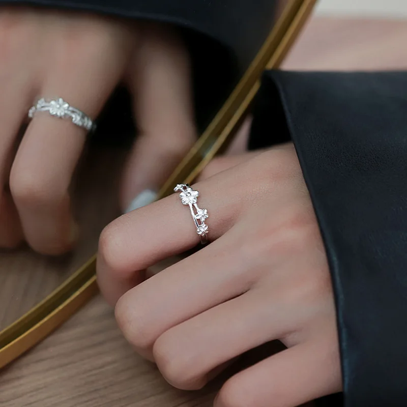 XIYANIKE Sweet Double Layer Flower Rings For Women Girl Korean Fashion New Year Jewelry Gift Party Wedding anillos mujer
