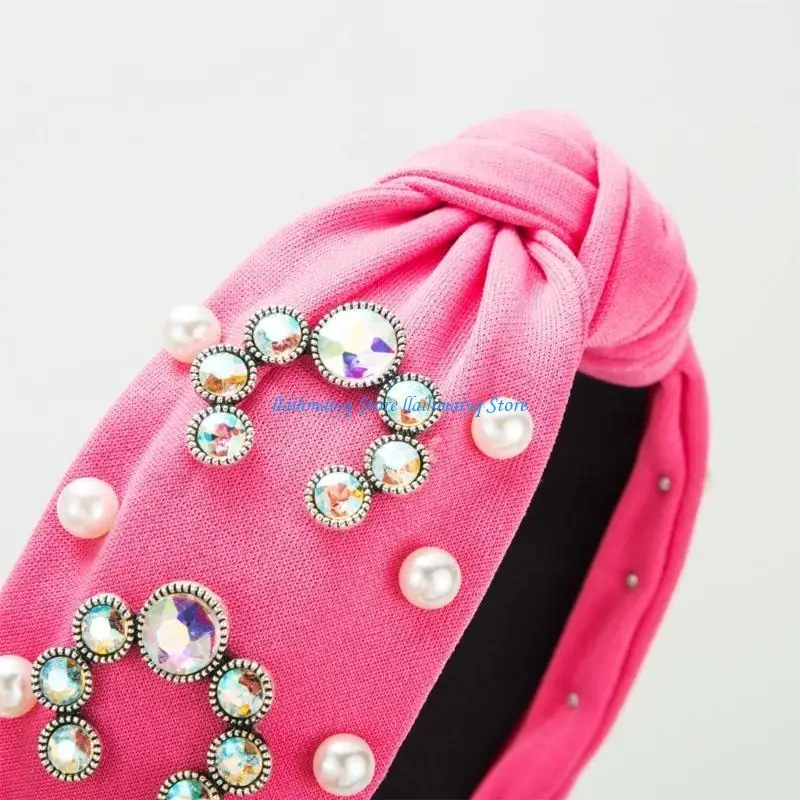 

573B Wide Hairhoop Casual Wear Headband with Rhinestones Studded Elegant Hairband