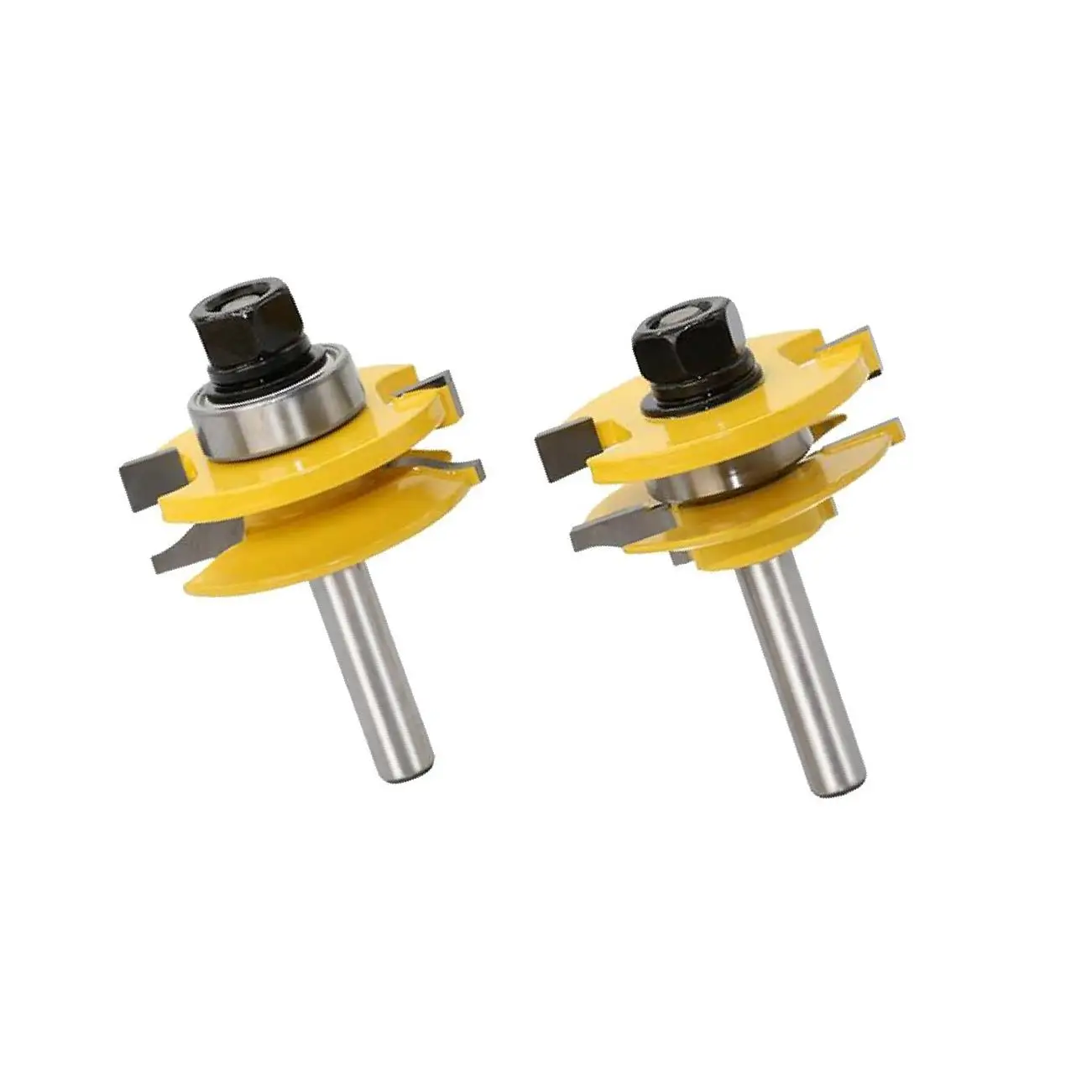 3PCS 8mm Woodworking Cutter Slotting Cutter with Bearing Trimming Tool