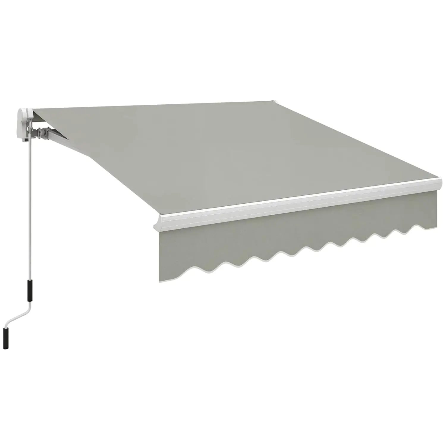 

8' x 7' Patio Retractable Awning, Manual Exterior Sun Shade Deck Window Cover, Gray, Customized