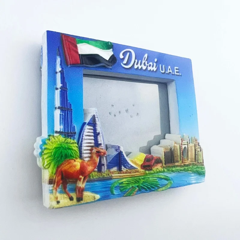 Dubai Travelling Fridge Stickers Photo Frame Burj Khalifa Burj Al Arab Hotel Tourism Souvenirs Fridge Magnets Home Decor