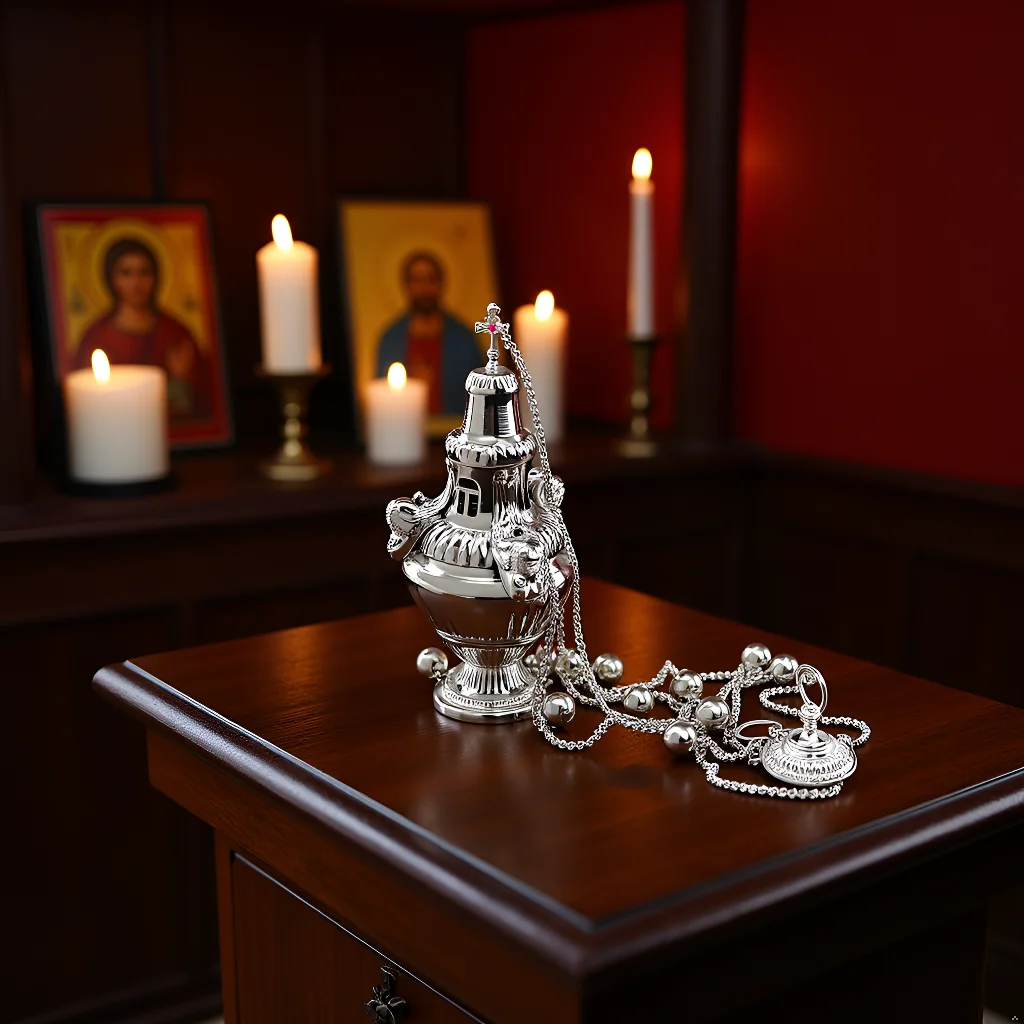 

HTISOK Orthodox Incense Burner with Bells Church Altar Ceremony Incense Holder with Chain for Religious Use