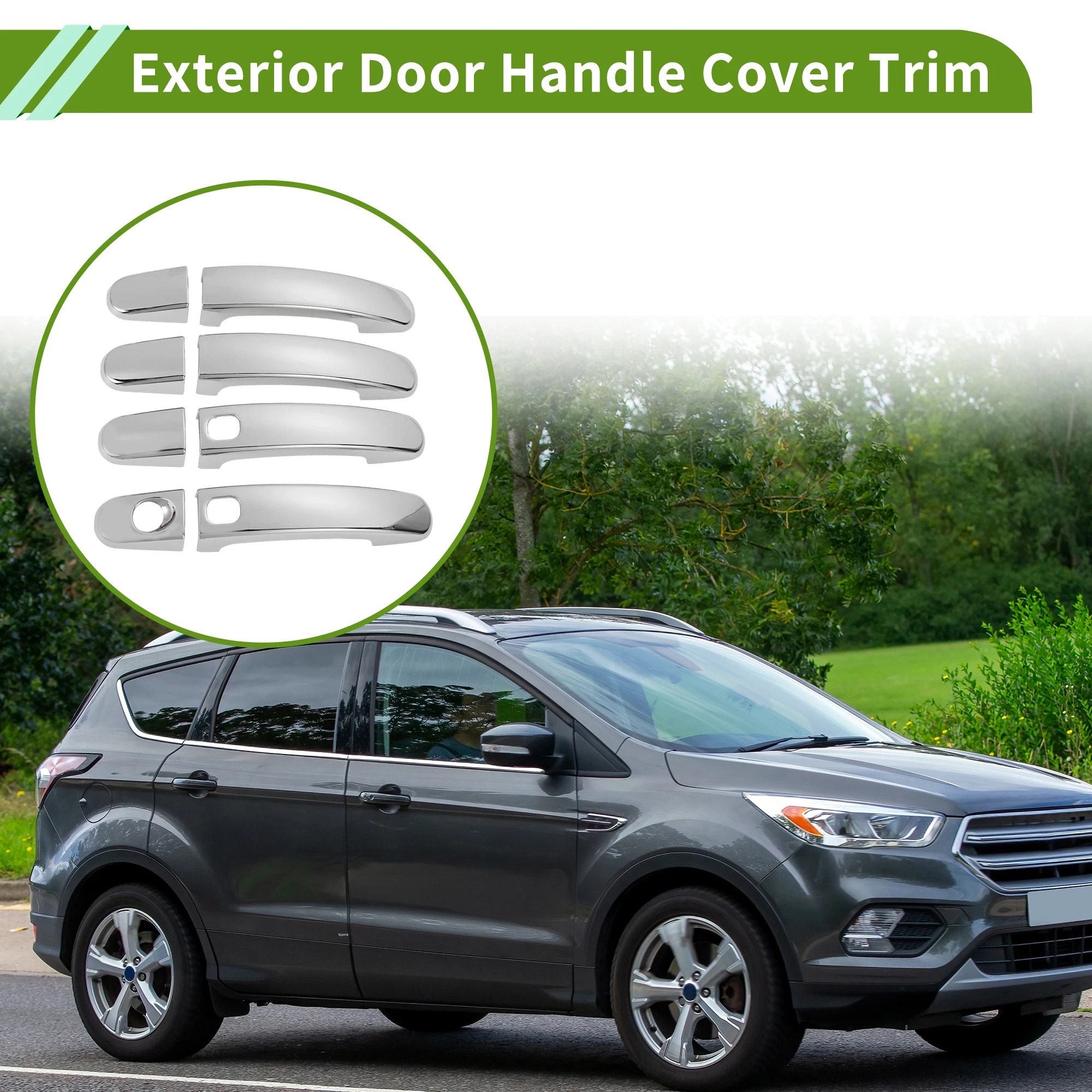 

UXCELL Exterior Door Handle Cover Trim Door Handle Cover for Ford Kuga 2012 Smart Silver Tone 1 Set