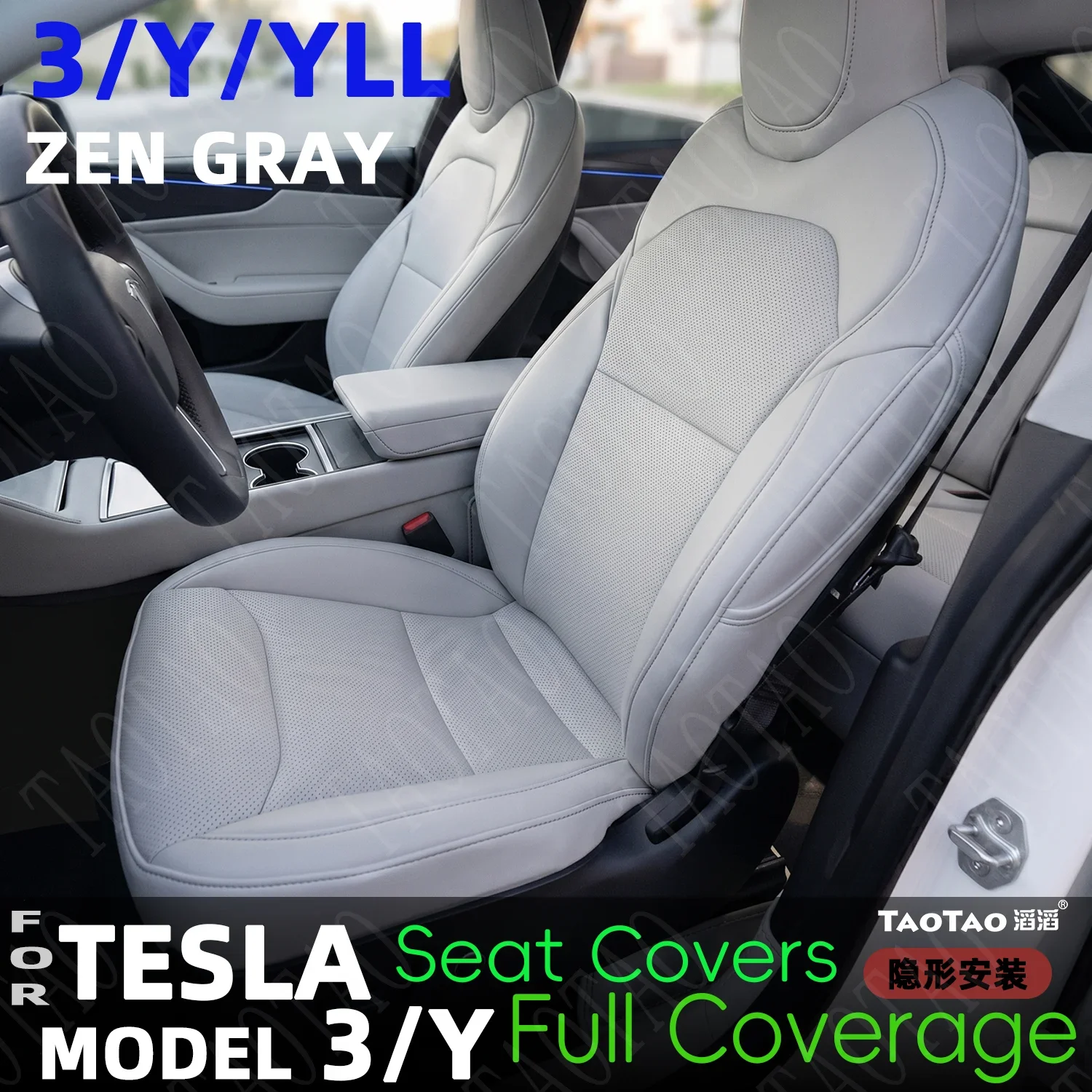 For New Model 3 Highland/YL / Y Juniper/Standard 2025 2026 Zen Gray Full Set Car Seat Covers PU Nappa Leather Set Accessories