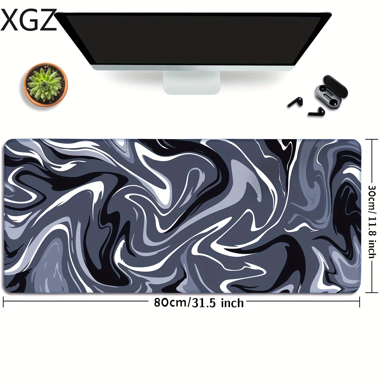 XXL Black White Abstract Fluid Marble Gaming MousePads Computer Desk Pad Large Mousemats Office Supplies Accessories