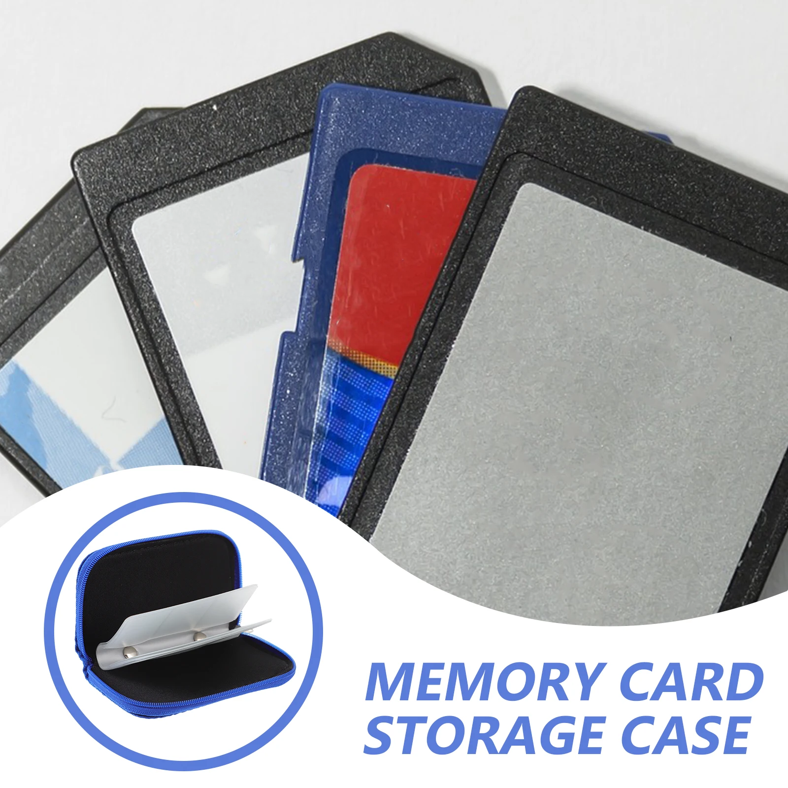 

22 Slots Memory Card Case Card Storage Organizer Portable Shockproof Zipper Closure Lightweight Keychain Buckle External