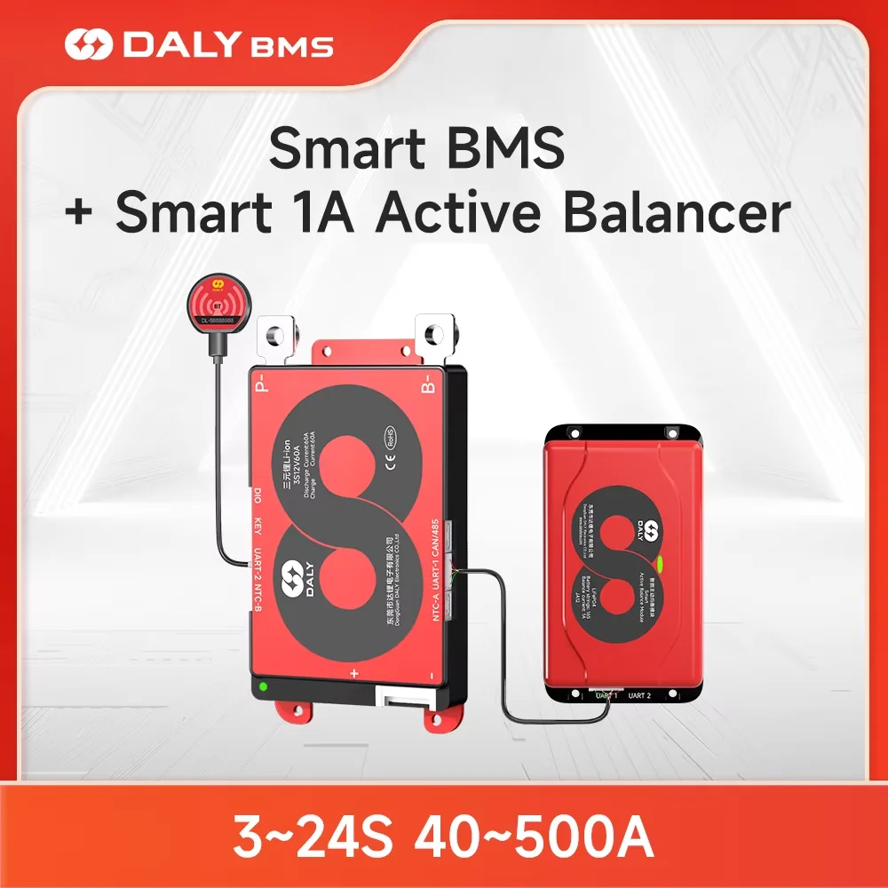 

DALY Smart BMS Lifepo4 3S 12V 10S With BT 1A Active Battery Equalizer 4S 12V 8S 24V 13S 48V 16S 60V 200A 250A For 18650 Battery