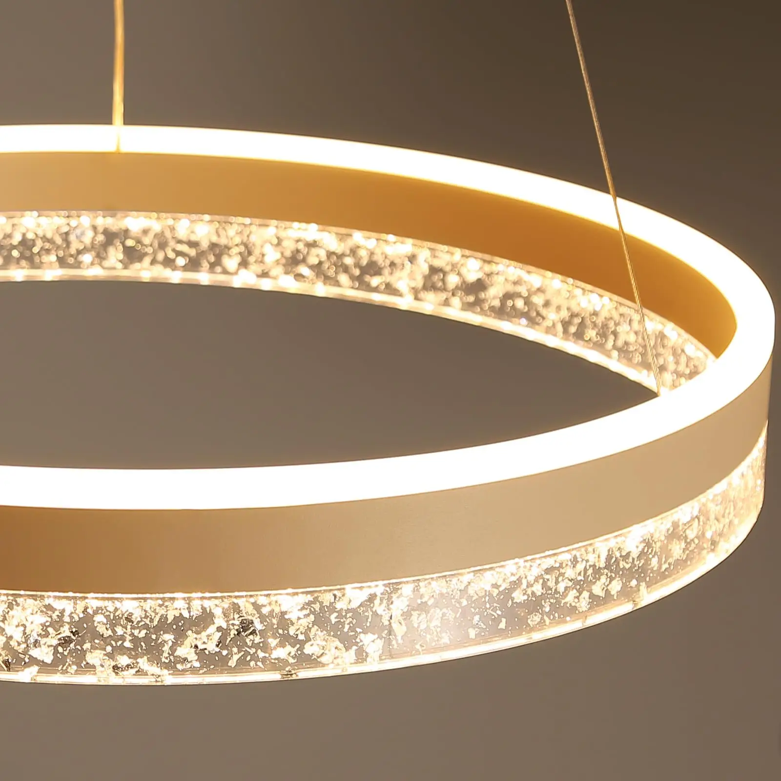 Modern LED Chandelier 1 Ring Pendant Lighting for Kitchen Island 50W Dimmable LED Pendant Ceiling Light Hanging Lamp with Remote
