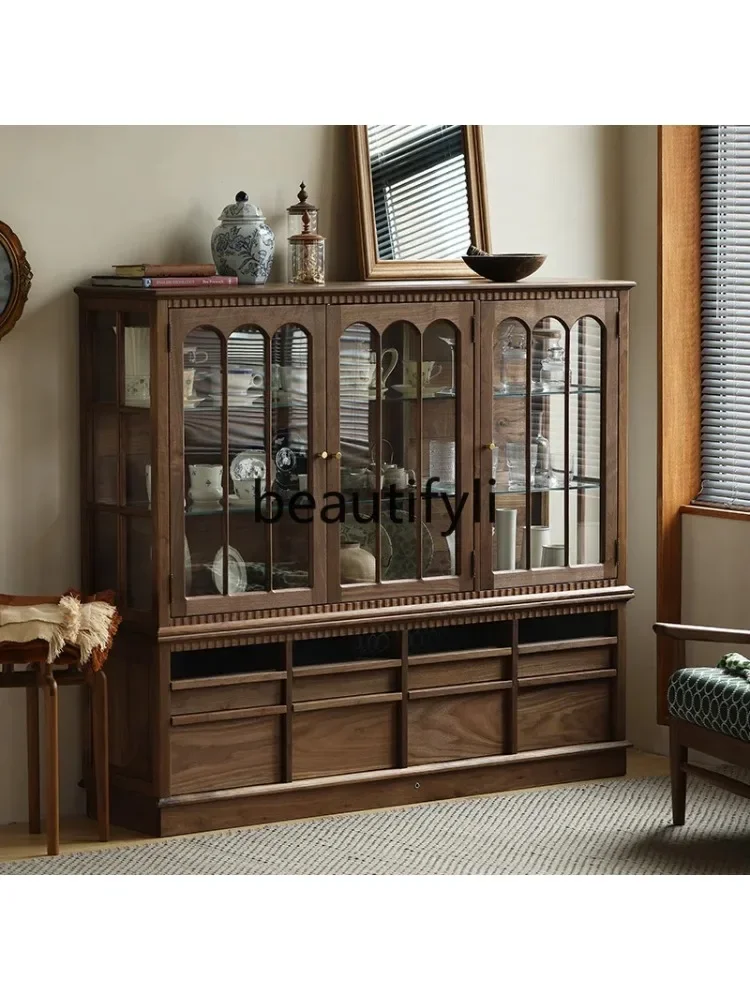 

Vintage tea set, porcelain glass display cabinet, black walnut side cabinet, figure locker.