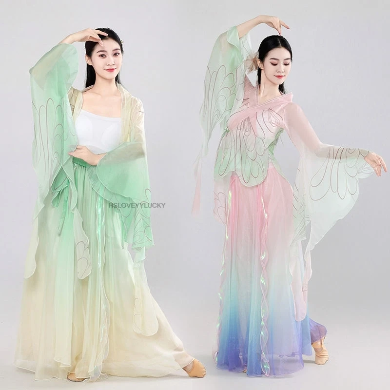 

Classical Dance Cheongsam Dress Woman Chinese Style Improved Elegant Hanfu Gauze Dress Dance Performance Training Dress