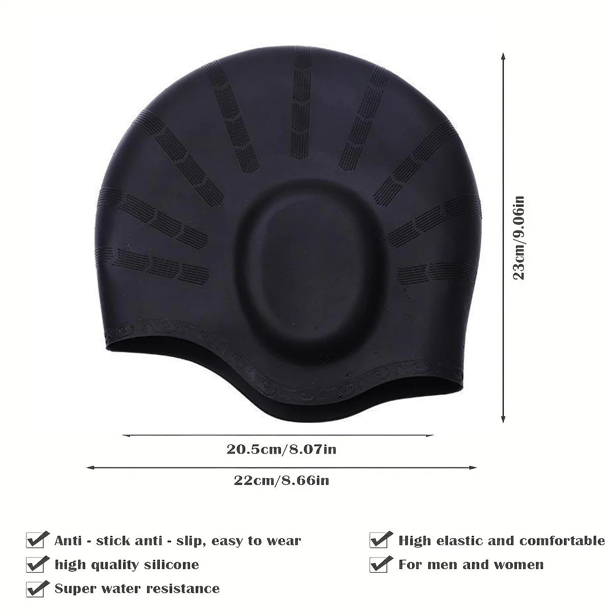 Boné de proteção de orelha, Alta Elastic Large Swim Hat, Proteção do cabelo, Boné De Banho, Equipamento De Natação Profissional