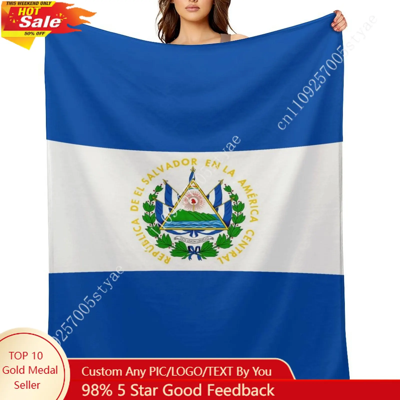 

El Salvador Flag Band Flannel Blankets Are Soft Comfortable and Warm Perfect for Winter Naps Homes Offices Travel Camping