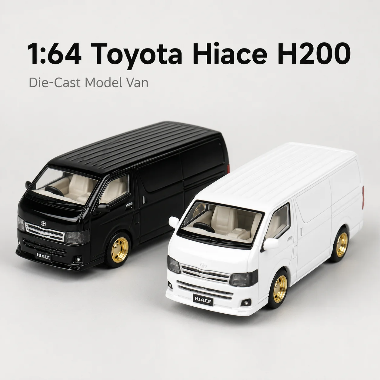 JKM 1/64 TOYOTA Hiace H200 MPV Van Bus Toy Car 1:64 Diecast Vehicle Miniature Free Wheels Display Collection Gift For Boyfriend