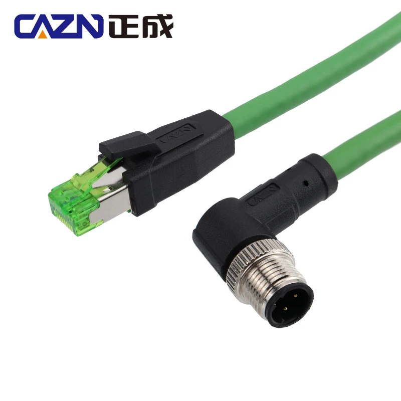 Conector M12 Código D de 4 pines Macho a RJ45 Conector Ethernet impermeable Ethernet industrial Ethercat