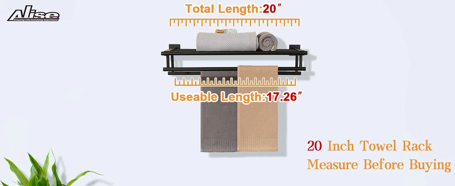 Towel Shelf with Double Towel Bars