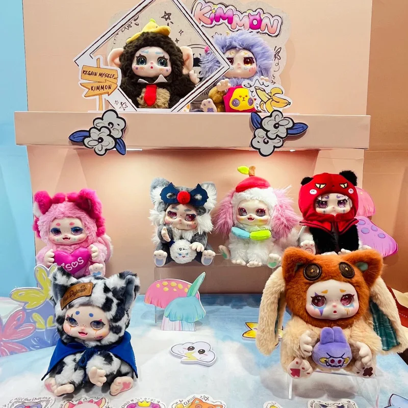 Kimmon regain me mesmo caixa cega na moda brinquedo figura bonito boneca ornamento kawaii decoração de mesa presente surpresa crianças caixa cega