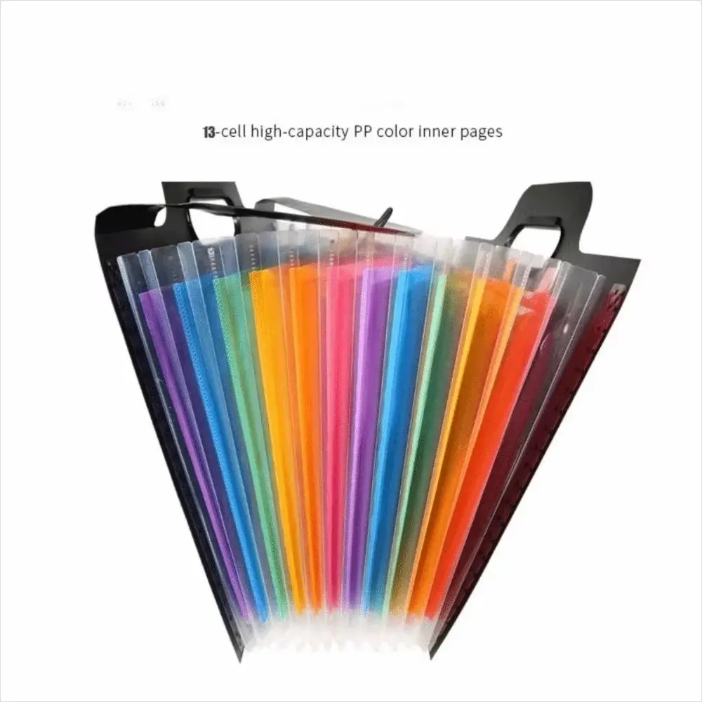13/25 Pocket Accordion File Organizer Colorful Inner Portable Handle A4 Document Bag Buckle Closure Waterproof