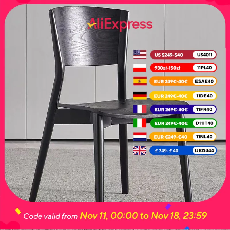 

Black Wooden Dining Chair Minimalist Back Rest Modern Nordic Dining Chair Living Room Relaxing Krzesla Do Jadalni Home Furniture