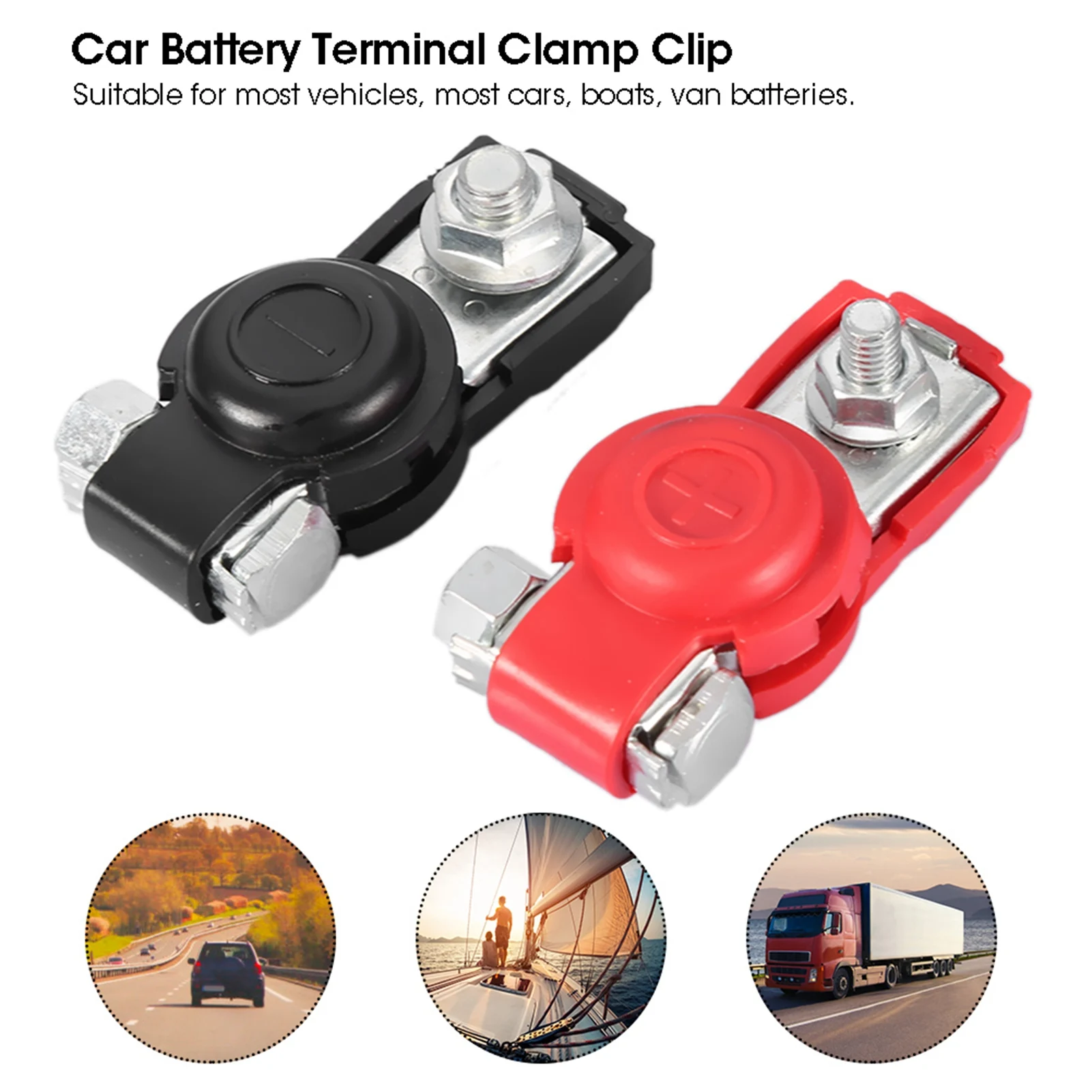 

Universal 6V/12V Car Battery Terminals Cable Terminal Clamps Connectors Galvanized Iron Red Black - 2Pcs with Protective Cover