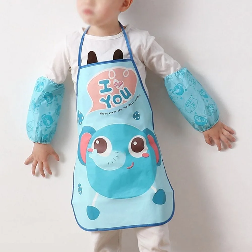 Creativity Waterproof Apron Cartoon Gown Bib Antifouling Kitchen Painting Smock for Child