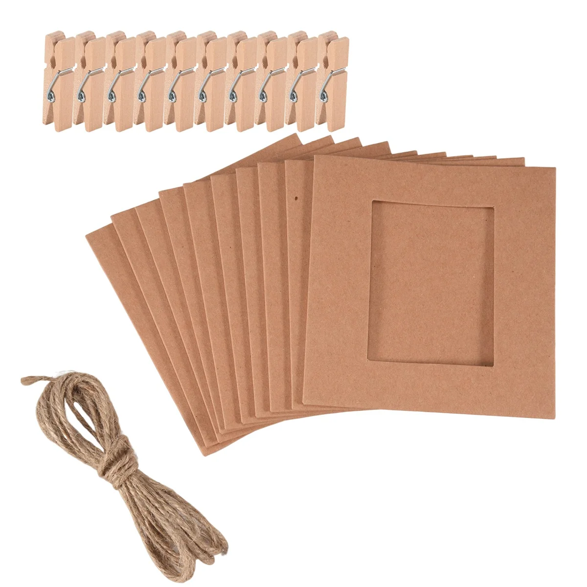 MALL 10 Pçs/set Papel Foto DIY Imagem de Parede Pendurada Moldura Álbum Corda Clipe Conjunto Decoração de Casa 3 polegadas Marrom