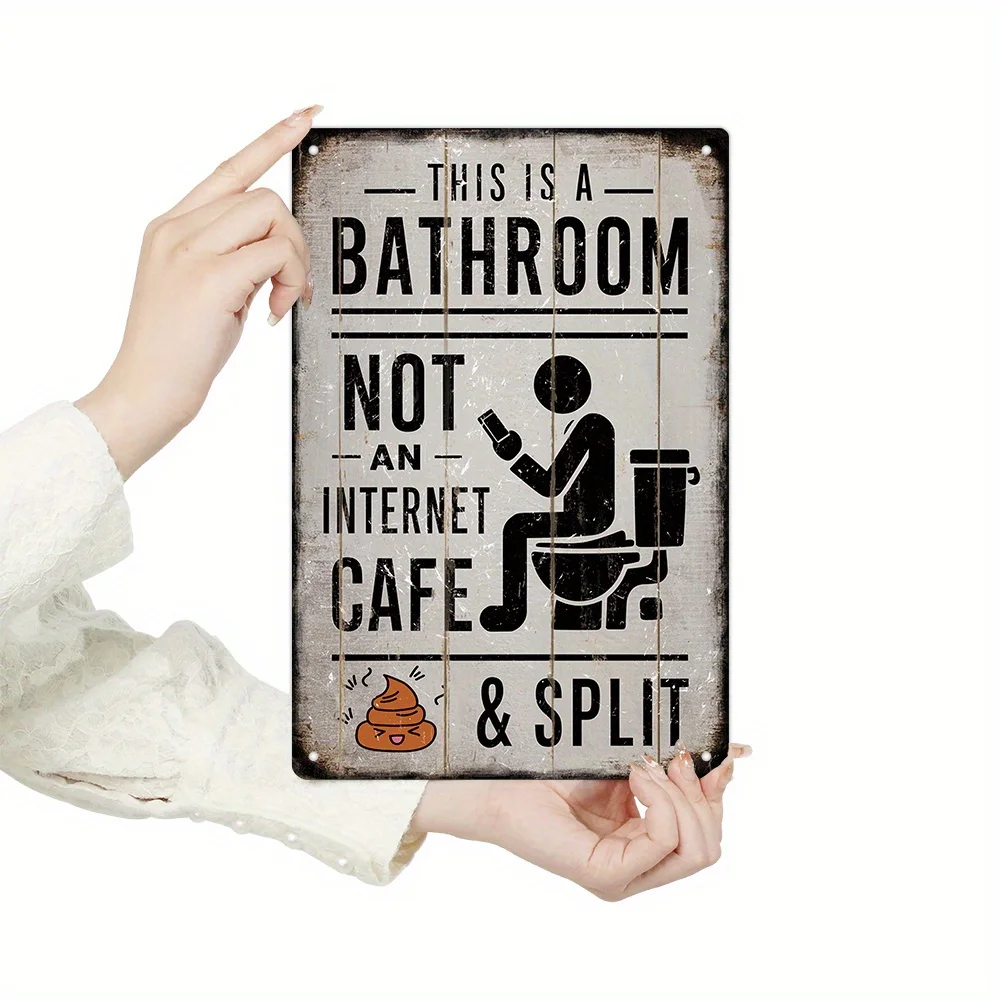 (Pintura en estaño 2D) 1 pieza, Letrero metálico vintage, con la frase 'Esto es un baño, no un cibercafé', decoración de pared