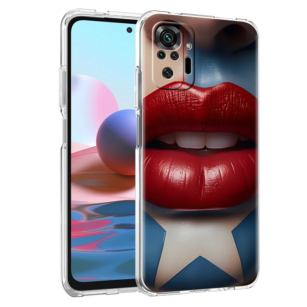 유행 입술 휴대폰 케이스 커버, 레드미 노트 10 11 11T 7 8 8T 9 K40 게임용 9A 9C 프로 플러스 투명 소프트 쉘 카파스 가방