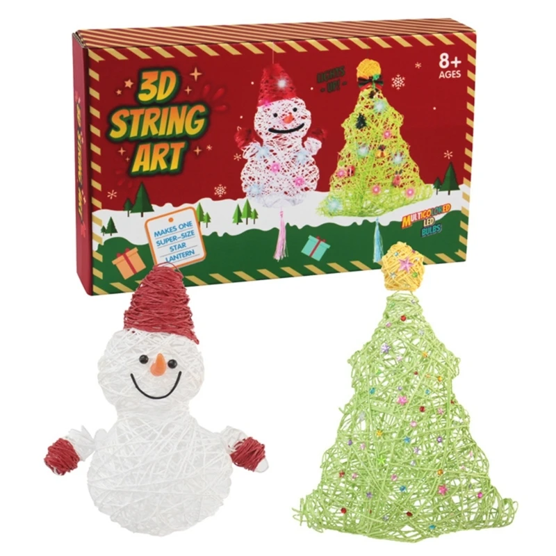 

Christmas String Art Kits DIY Christmas Tree Craft Kits Festival LED Bulb Kindergarten Handmade Material Toddler Gift