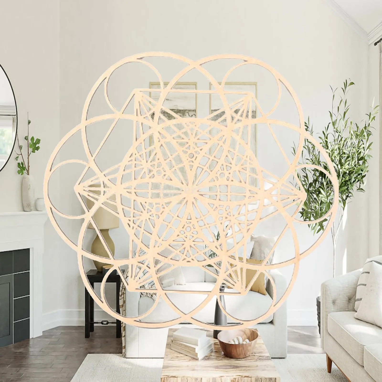 Wooden Geometric Wall Hanging Decoration Ethnic Art Object for Home and Kitchen Interior Decor