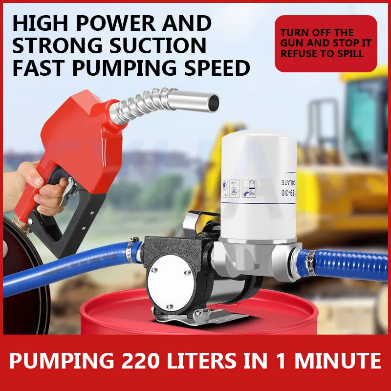 12V/24V/220V Fuel Transfer Pump For Diesel Kerosene 990W Self-Priming Pump Automatically Stop Electric Oil Pump Fuel Dispenser