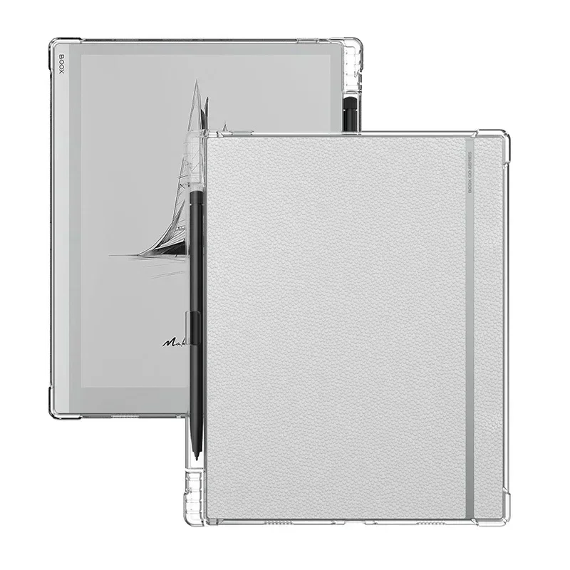 2-IN-1 لهاتف Onyx Boox Note X3 Pro / Go 10.3 بوصة حامل قلم رصاص شفاف من مادة TPU غطاء خلفي مقاوم للصدمات + حزام يد آمن (أسود)
