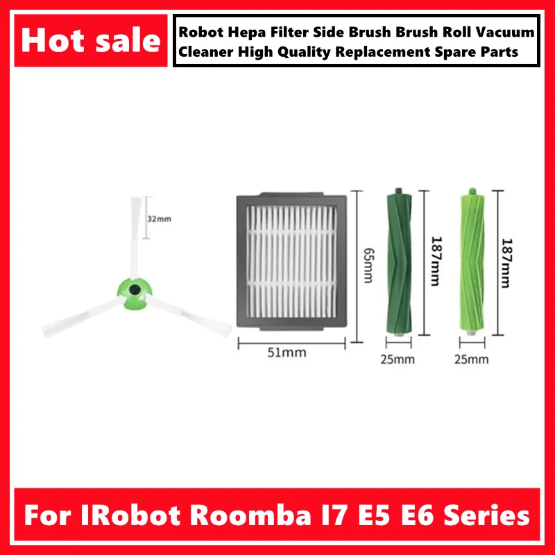 IRobot Roombaの交換用ブラシ,i7 e5 e6シリーズ,hpaフィルター,サイドブラシ,ロール,高品質のスペアパーツ