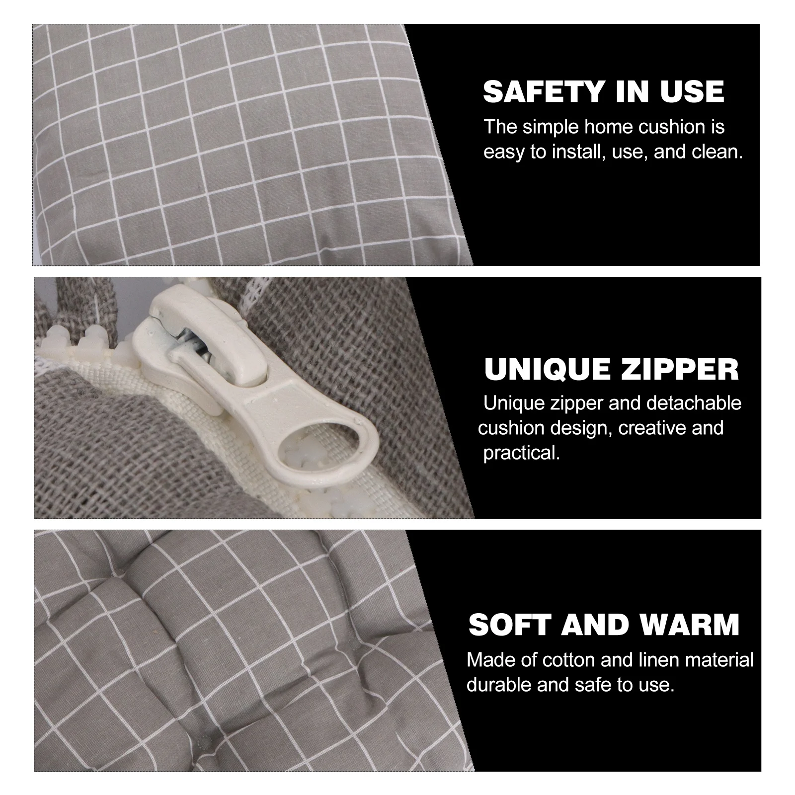 

1pc One-Piece Seat Cushion Thickened Warm Sitting Mat For Home Office Chair Cotton Linen Detachable Back Support Cushion