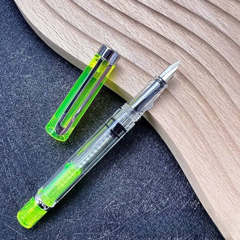 Pluma estilográfica de pistón de 14 colores, punta EF/F, pluma de tinta de plástico, clip plateado, PK Hongdian Lanbitou 3059, suministros de oficina y escuela, papelería