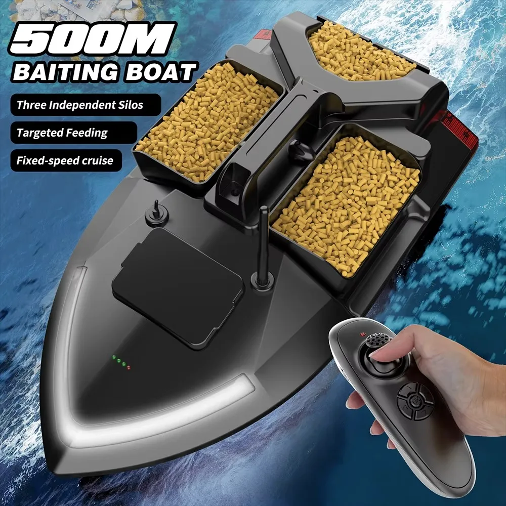 V801 Fishing Bait Boat 500m Remote Control Bait Boat Fish Finder 2KG Loading Automatic Cruise with Night Light for Fishing