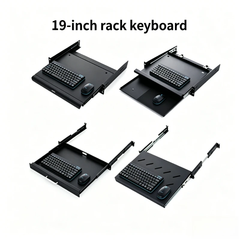 19 inch 1U cabinet keyboard sliding drawer telescopic double keyboard drawer baffle pull-out cabinet tray