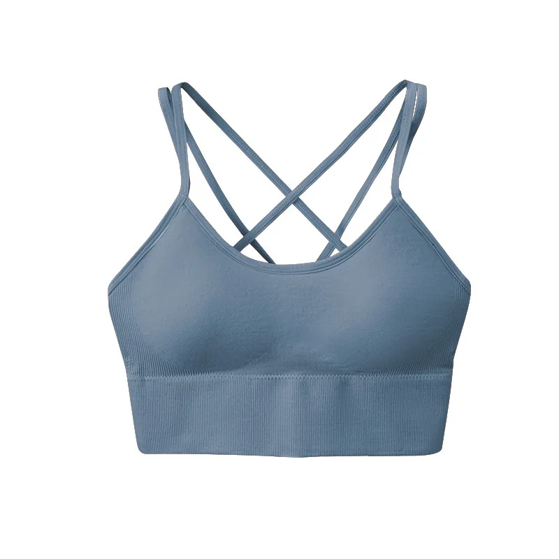women yoga wireless cross back sports bra quick dry shock proof fitness push up yoga running bra active sportswear vest top