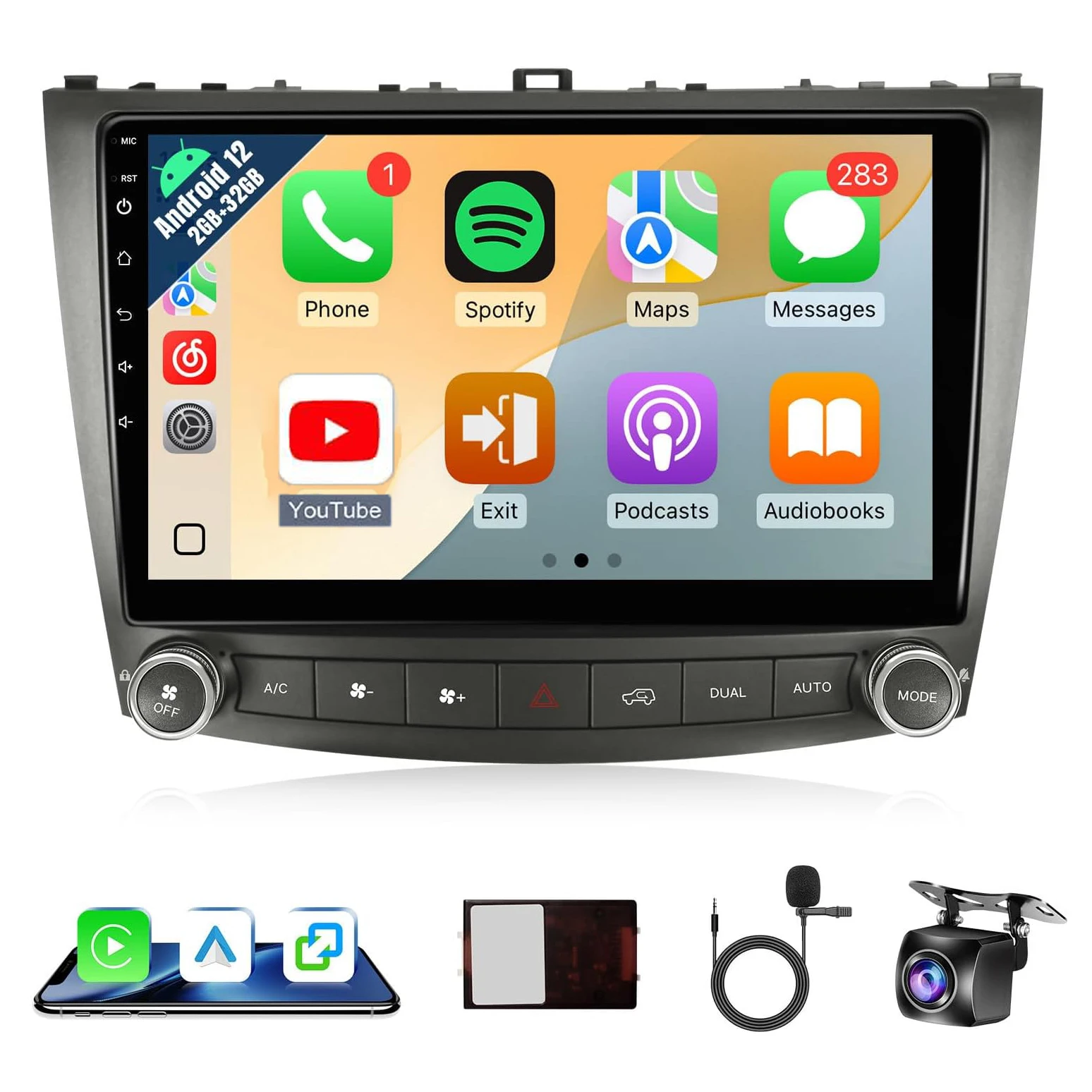 10.1inch Car Stereo for Lexus IS250 IS300 IS350 2006-2012 with Carplay/Android Auto//Bluetooth/GPS/WiFi/Camera/SWC/MIC+Can Bus
