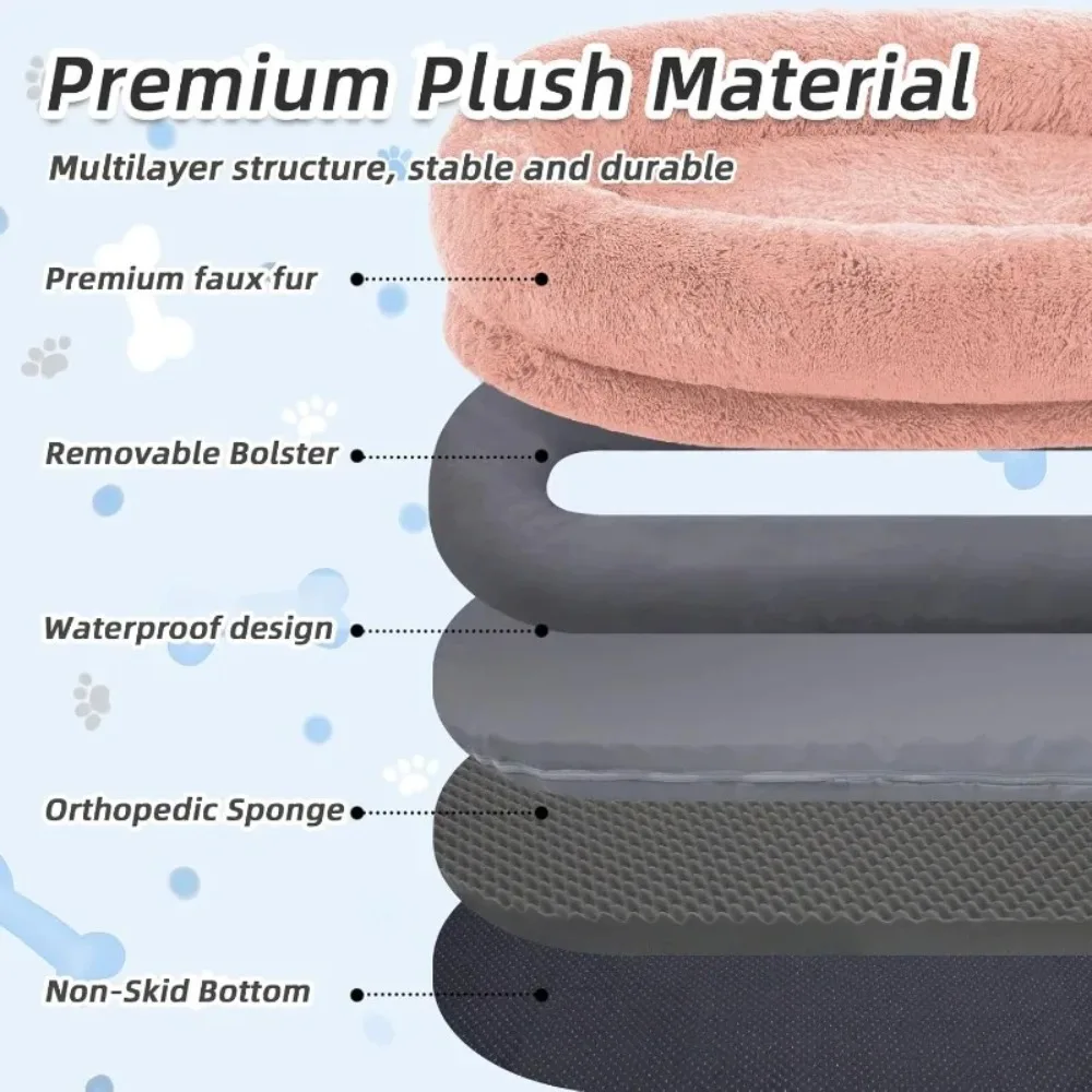 سرير كلب بشري، مقاس 71 بوصة × 45 بوصة × 12 بوصة يناسبك والحيوانات الأليفة، فرو صناعي قابل للغسل للأشخاص، قيلولة لتقويم العظام، هدية ممتلئة P #4