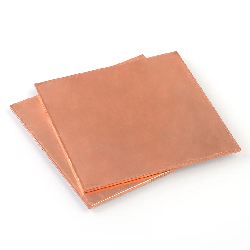 0.3-10MM Thick 50-600MM Size Customized 99.9% Pure T2 Red Copper Sheet Plate for CNC Mould Machining Chip Ram Cooling Metal Art