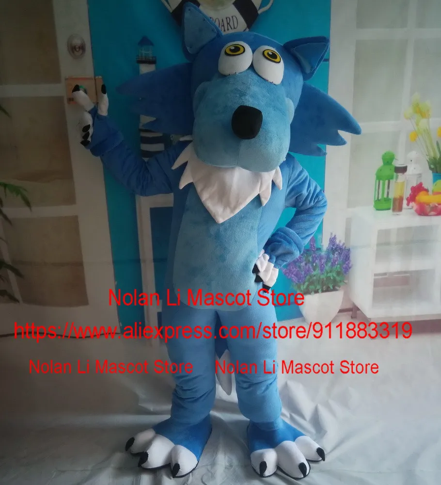 Hot Selling EVA Material Blue Wolf Mascot Clothing Cartoon Set Role-Playing Movie Props Holiday Gifts Gisplay Adult Size 294