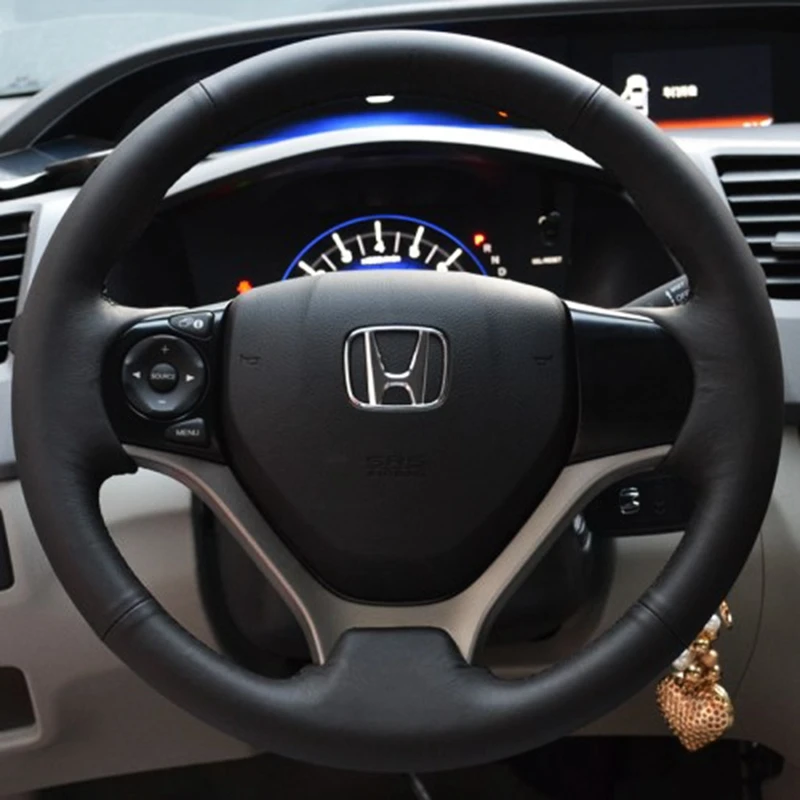 Custom Car Steering Wheel Cover 100% Fit For Honda Civic Civic 9 2012 2013 2014 2015 Auto Interior Accessories Steering Wrap