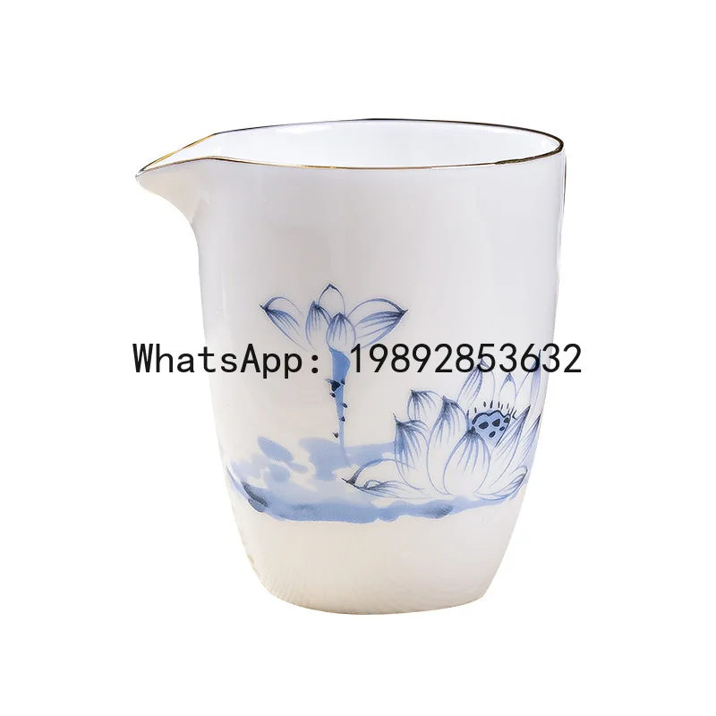 

XL Ceramic Tea Set for Home Use Wholesale Blue and White Kung Fu Tea Cup and Gaiwan 8-Piece Set Company Gift