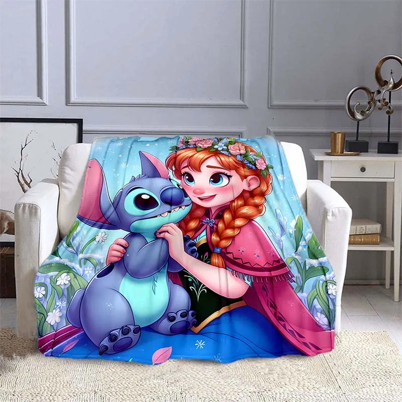

Одеяло с узором «Принцесса и Ститч» Disney, теплый мягкий пушистый плед для дивана и кровати для детей и взрослых, простыня для путешествий и кемпинга