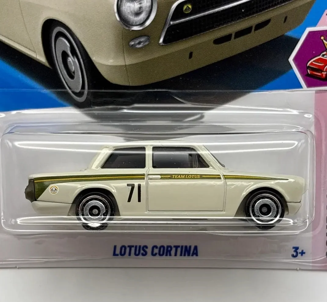오리지널 2025L 핫휠 자동차 로터스 코르티나 남자아이 장난감 1/64 다이캐스트 자동차 미니어처 금속 모델 컴팩트 킹스 생일 선물