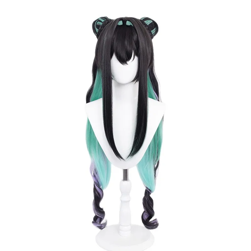 Nikke Little Mermaid Wig Long Black Blue Purple Mixed Wig Heat Resistant Synthetic Wigs for Halloween Carnival Role Play
