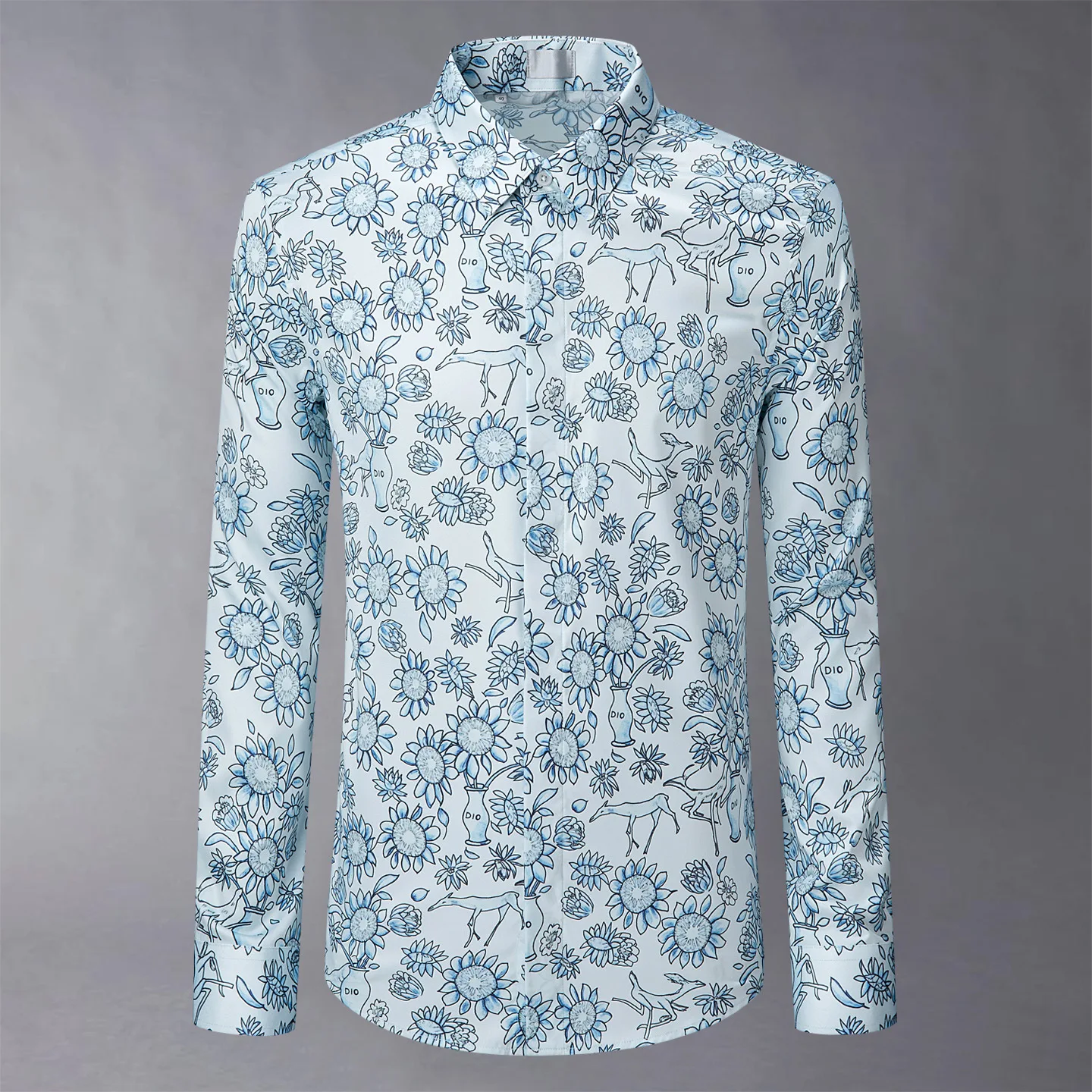 

Luxury Silk Printed Men's Long Sleeved Shirt High-end Slim Fit Business Casual Social Shirts Party Tuxedo Streetwear Shirts 2025