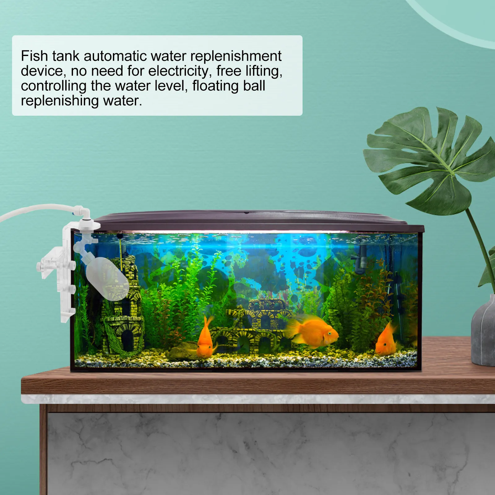 1-セット水槽フロートボールバルブ自動水位制御調整可能なブラケット水族館水補充装置電源なし