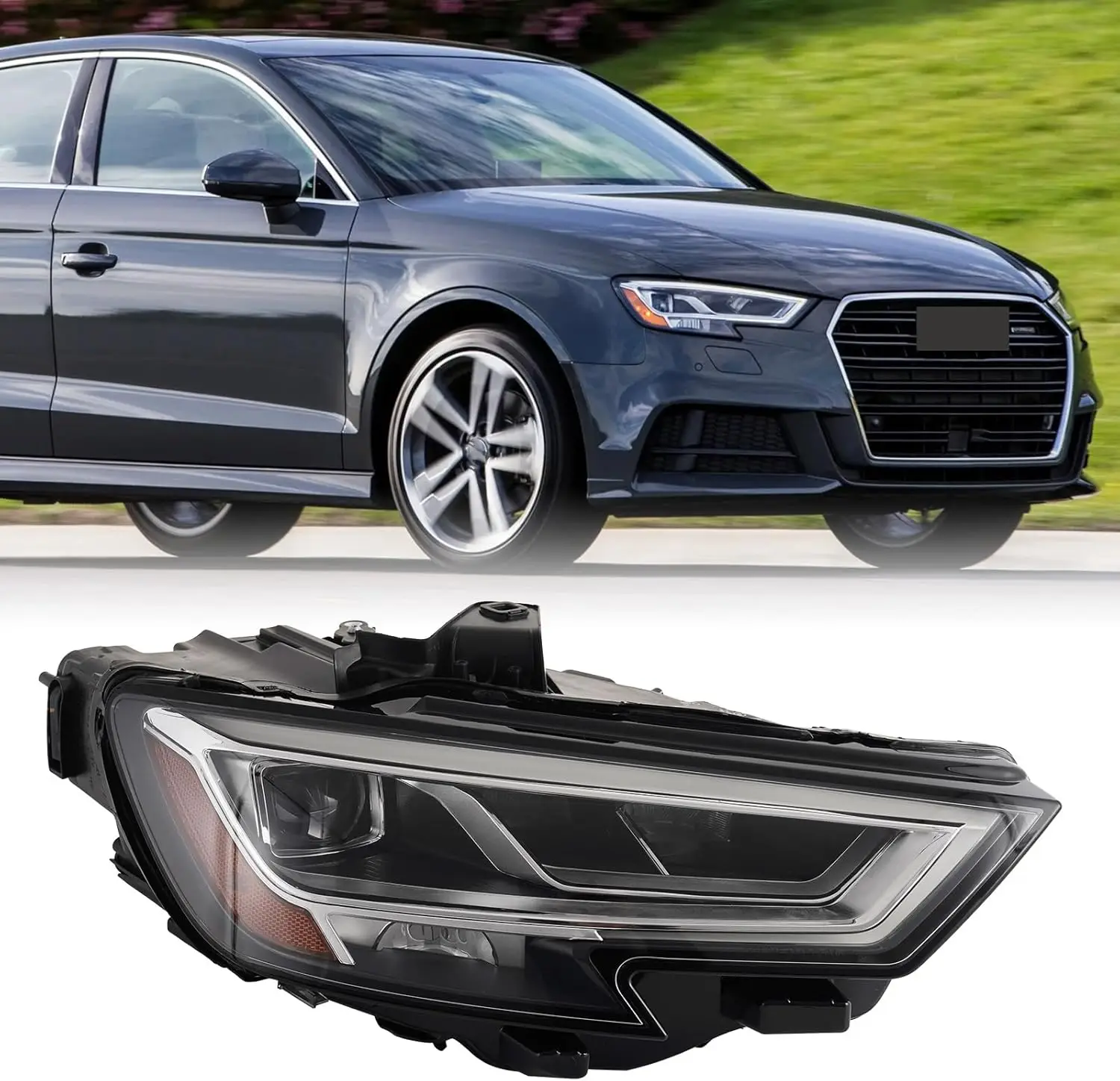 

1pcs LED Headlight Assembly with LED High/Low Beam Control Module Fit for Audi A3 S3 RS3 Sportback E-Tron Quattro 2017-2019 US